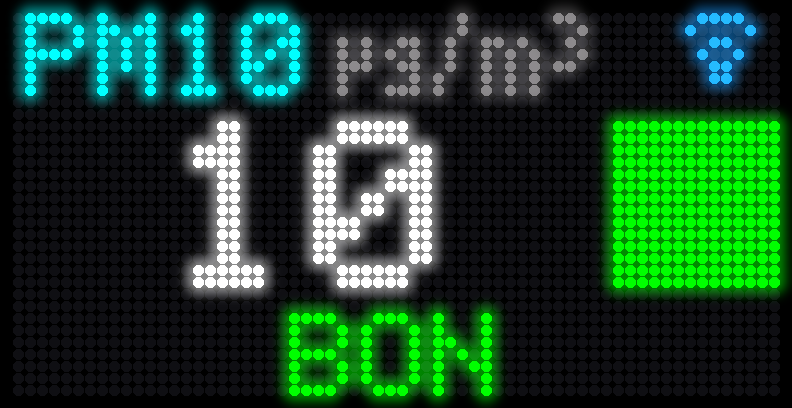 Écran PM10 niveau bon (vert)